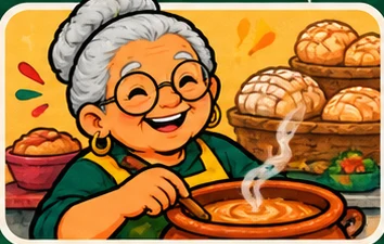 Doña Chuy con pan